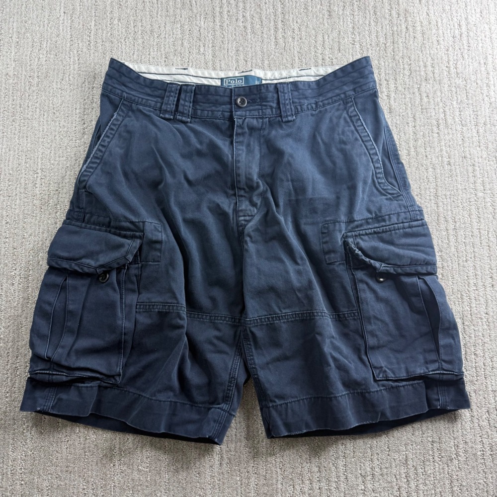 Polo Ralph Lauren Classic Chino Cargo Shorts Mens Size 34 Navy Blue